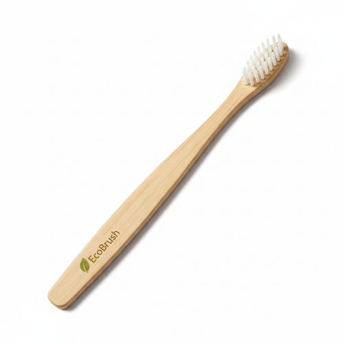 Eco-friendly bamboo toothbrush on white background